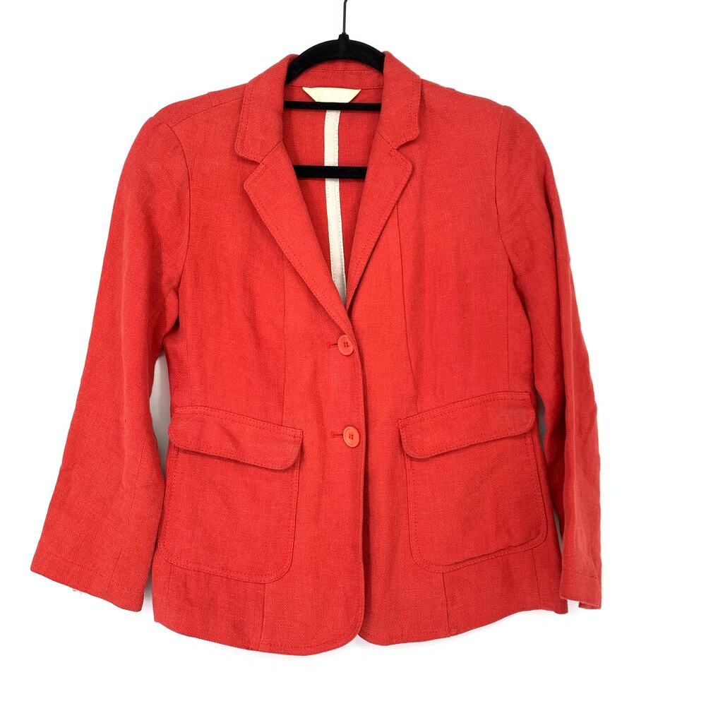 'S MaxMara Women's Size 8 Linen Two Button Blazer Jacket Red